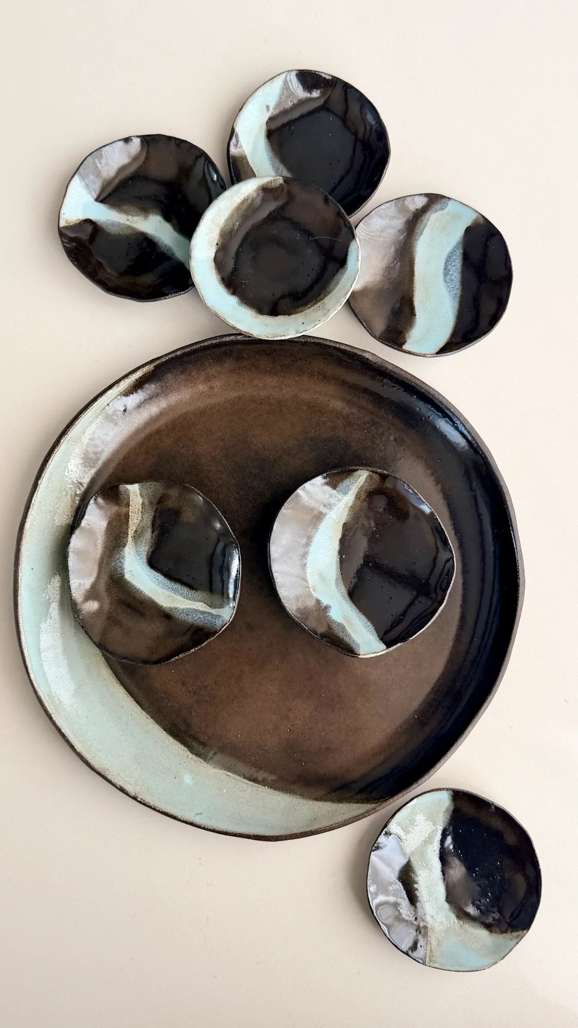 River Over Time Platter + (7) Mini Plates Set
